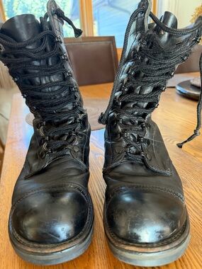 Black Men's Leather Lace-Up Jump Boots